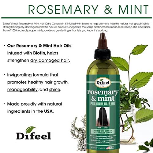 Difeel Rosemary Mint Hair Oil with Biotin - 8 oz Hair Growth Oil