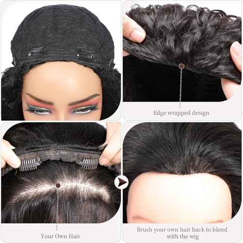 Long Burmese Curly Half Wigs for Black Women, 3 in 1 Glueless Wear and Go Protein Synthetic Hair Flip Over Wig, Soft Natural Human Hair Feel, Lightweight Beginner Friendly, Clip and Leave Out Options