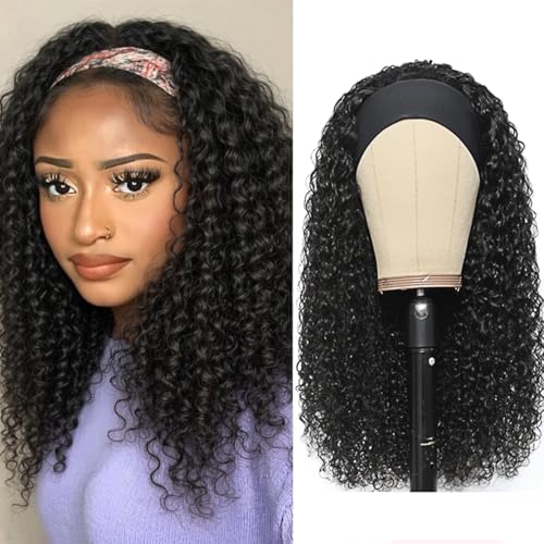 Deep Wave Headband Wig 16" Human Hair Glueless