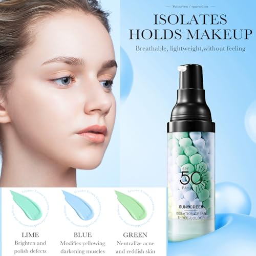 Makeup Primer, Color Correcting Primer, SPF 50 Sunscreen, Hydrating Face Primer, One Step Isolation Cream, Long Lasting Foundation Moisturizing Facial Concealer (Primer 02+03, 2.45 Ounce (Pack of 2))