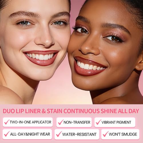 VaaKav 01 Strawverry Kiss Peel Off Lip Stain & Lip Liner, Waterproof 2-in-1 Makeup
