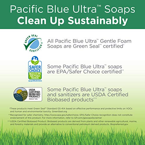 Pacific Blue Ultra Gentle Foam Hand Soap Refill (43716), Compatible Only With Pacific Blue Ultra Automated Touchless Dispenser, Dye and Fragrance Free, 40.5 FL OZ Per Refill, 3 Refills Per Case