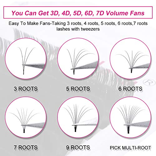 Eyelash Volume Extensions FADLASH Easy Fan 3D~10D Self Fanning Eyelash Extensions 0.05 0.07mm Easy Fanning Volume Lashes 8-20mm Length (0.05-D, 14mm£©