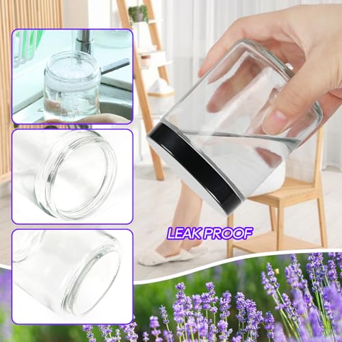 3 Pack Clear Glass Jars (4oz, 2oz, 1oz) with Lids & Spatulas