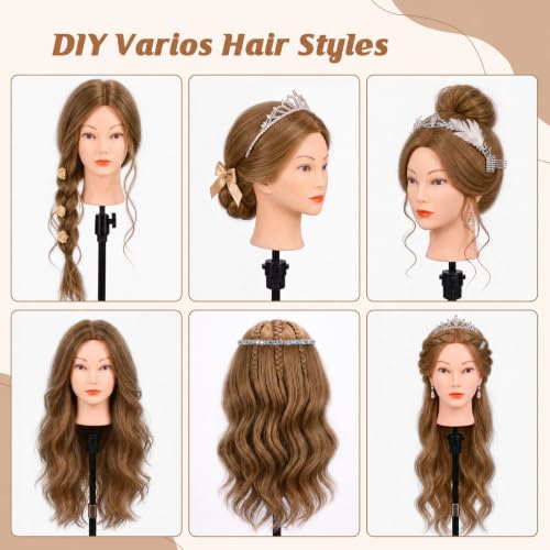 MYSWEETY 18" Mannequin Head with Real Human Hair & Clamp