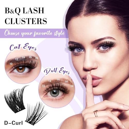 Lash Clusters 208 PCS Cluster Lashes Individual Lashes B37+B28 Eyelash Extensions 10-18mm DIY Lash Extensions D Curl Volume Wispy Soft Comfortable Band False Lashes (D-10-18MIX,B37+B28)