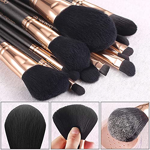 OMANIAC 12-Piece Makeup Brush Set with Travel Case