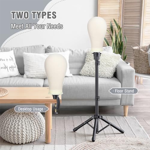 Relx Reinforced Wig Stand with Mannequin Head - Adjustable for Wigs