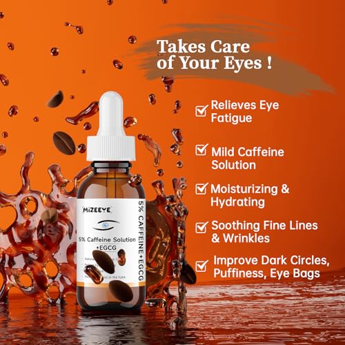 Caffeine Solution 5% + EGCG For Face, 30ML 2 PCS Moisturizing Caffeine Eye Serum For Dark Circles & Puffiness, Anti-aging Caffeine Serum.