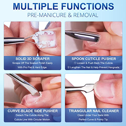 Silver Metal Cuticle Pusher & Scraper Tool Set - 2 Pieces for Nail Care