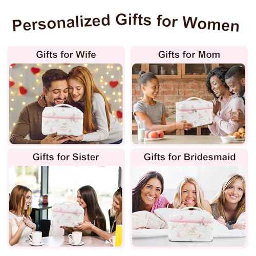 Makeup Bag, Quilted Bow Cosmetic Bag, Large Travel Aesthetic Make up Bag, Cute Coquette Toiletry Bag for Women Girls