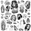 Los Vatos Chicano Temporary Tattoos - 38 Hand-Drawn Designs