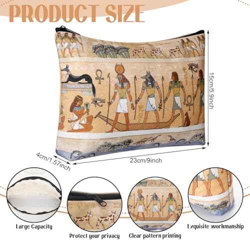 Kacctyen 9 Pcs Egyptian Makeup Bags Egyptian Gifts Cosmetic Pouch Ancient Egypt Canvas Purse Mythology Pharaoh Hieroglyphs Travel Toiletry Bag Gift for Egypt Lover