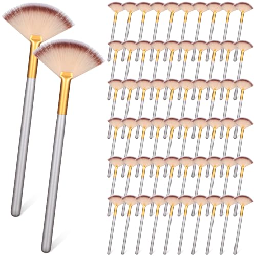 60 Pcs Fan Facial Brushes Fan Mask Soft Facial Applicator Brushes Acid Brush Cosmetic Makeup Blush Applicator Tools for Esthetician Eyeshadow Peel Mud Cream(Champagne, Black)