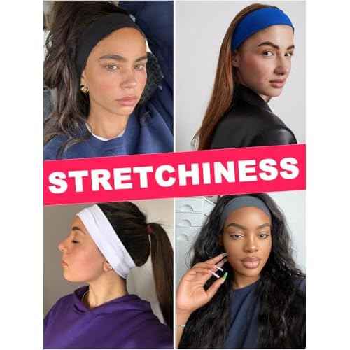 DRESHOW 8 Pack Sports Headbands for Women Non-Slip Stretchy Fashion HairBand Curly Hair Headband Soft Hair Accessories for Daily Wear Workout Yoga Running