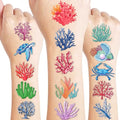 100 PCS Coral Ocean Temporary Tattoos for Kids - Waterproof