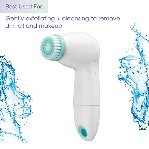 Conair True Glow Facial Cleansing Brush, 2-Speed Sonic Scrubber with 3 Heads