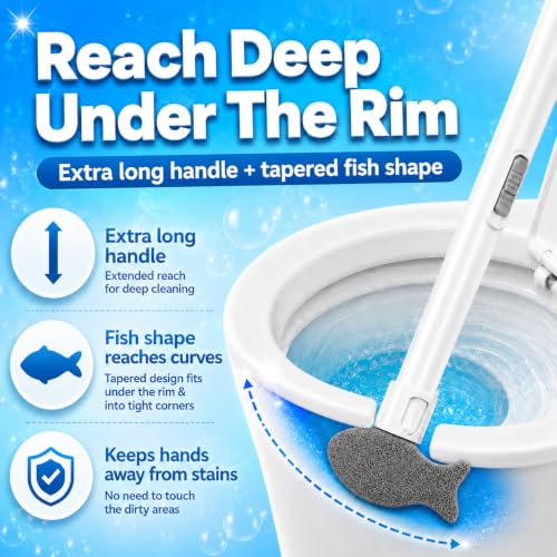 JAVCO Pumice Brush Kit / 8-in-1 Toilet Cleaning Set with Extra Long Handle