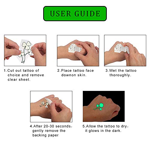 St Patricks Day Temporary Tattoos, 10 Sheets Glow Saint Patricks Day Accessories Decorations for Boys and Girls, Irish Shamrock Luminous Stickers