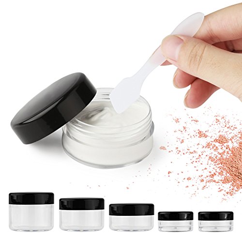 Travel Makeup Containers Set with 10 Mini Jars & 5 Spatulas - 2 Colors