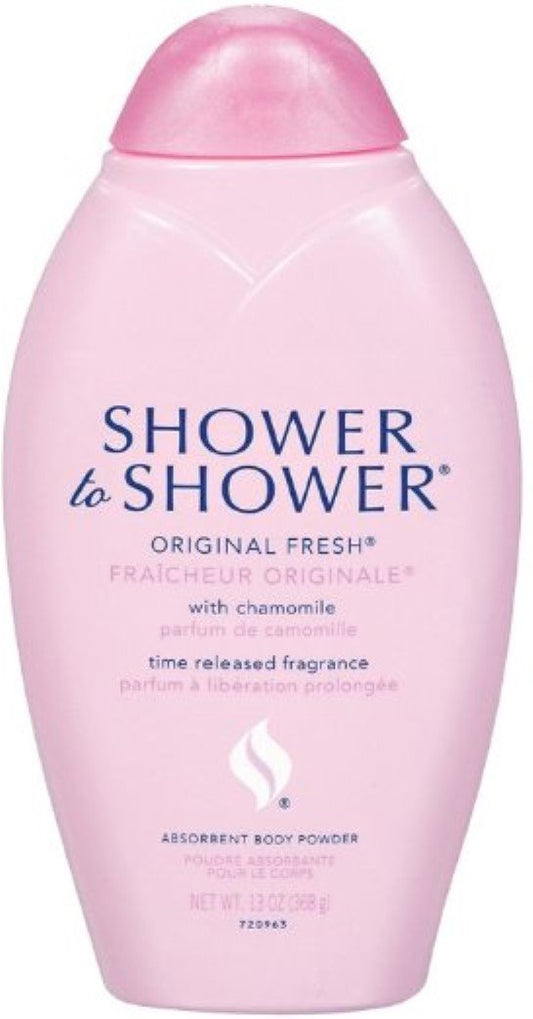 Shower to Shower Absorbent Body Powder, Original Fresh with Chamomile, 13-Ounce Bottles (Pack of 4)