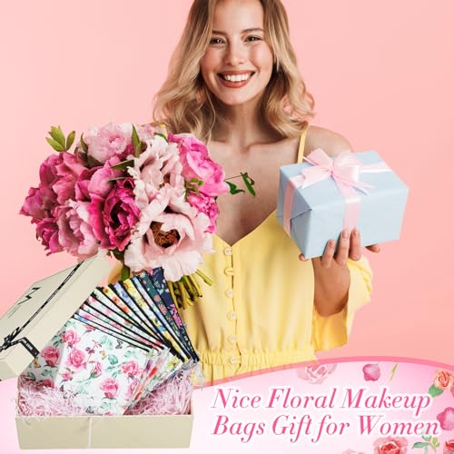 Hillban Vintage Floral Makeup Bags - 36 Pcs Inspirational Canvas Pouches