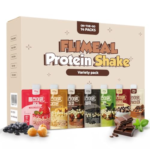 Flimeal Variety Pack Protein Shake with Crunchy Protein Balls - 14 Servings, 1.59oz Each, Low Sugar, Keto Meal Replacement