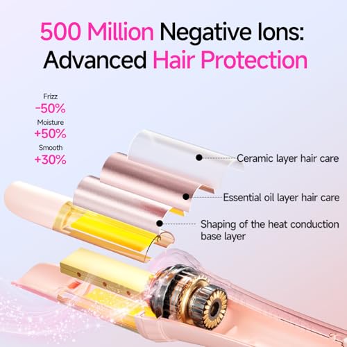 Auto Curling Iron 1.25" Rotating Ceramic Wand Pink
