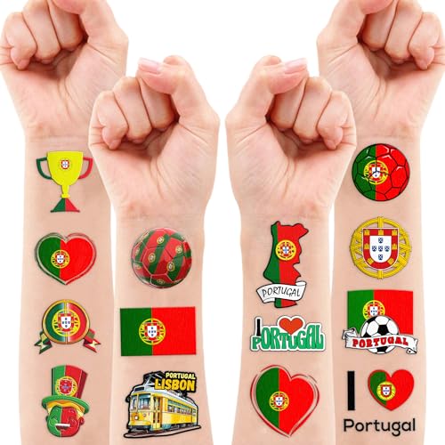 Portugal Temporary Tattoos Sticker UEFA Euro Portugal Flag for International Competitions 2024 European Championship Olympic Games Football World Cup Party Supplies Favors