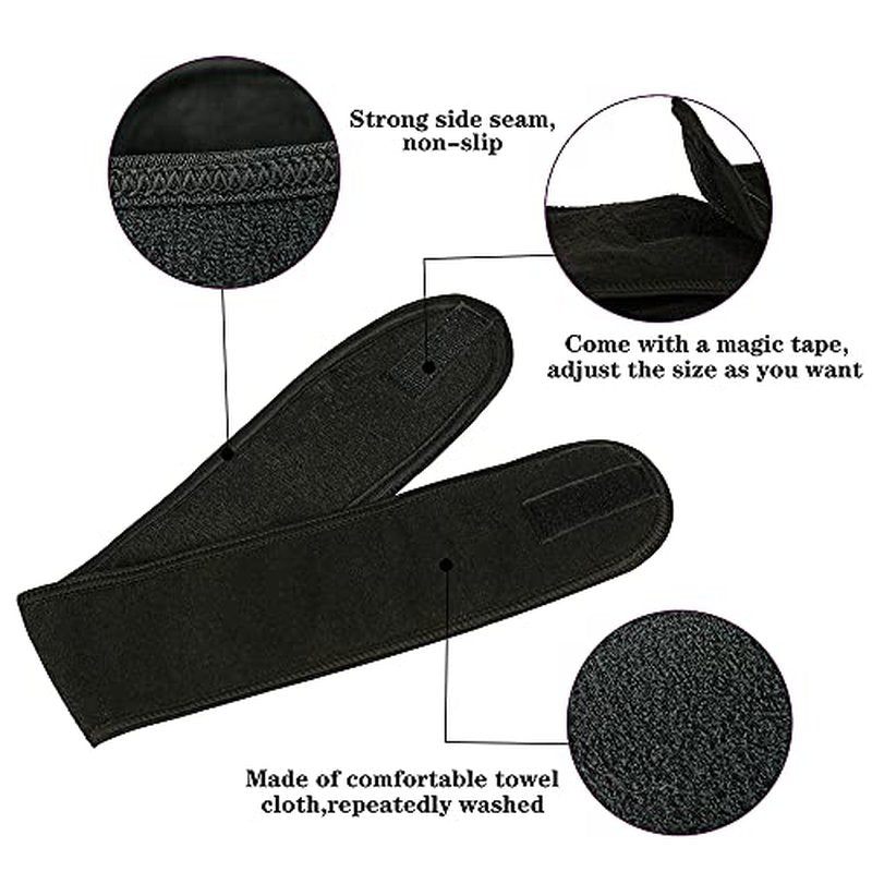 4-Pack Terry Cloth Facial Spa Headbands - Adjustable Makeup Wraps