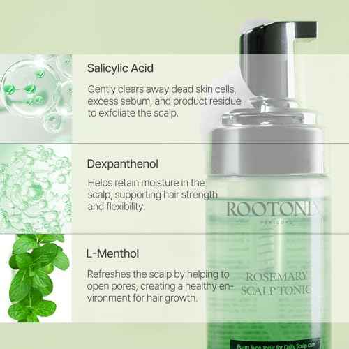 ROOTONIX Rosemary Scalp Tonic for Thinning Hair, Leave-In Treatment, K-Beauty Hair Growth Foam with Biotin, Caffeine (3.38oz /100 ml)