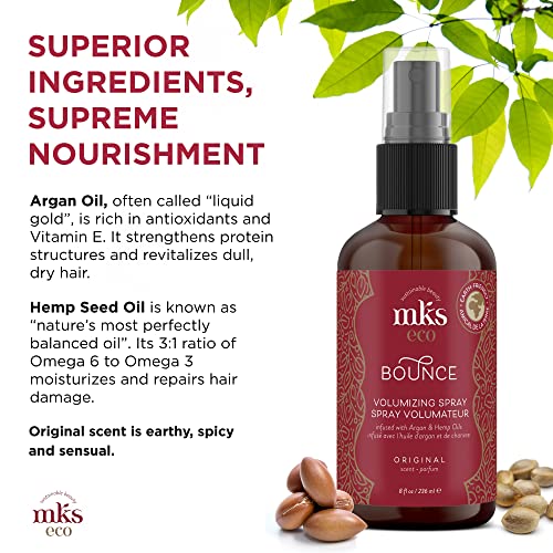 MKS eco Bounce, Original Scent - 8 fl oz - Volumizing Spray - Natural-Looking, Weightless Volume - Moroccan Argan Oil, Hemp Seed Oil & Panthenol - Vegan & Cruelty Free