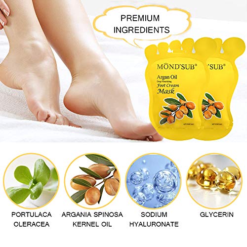 Argan Oil Foot Mask, Hydrating feet Mask,Deep Conditioning Mask, Intense Repair for Those with Dry, Callus, Chap, Darkness and Pigmentation, Best Foot Hydration Treatment Masque- Men Women(5pairs)