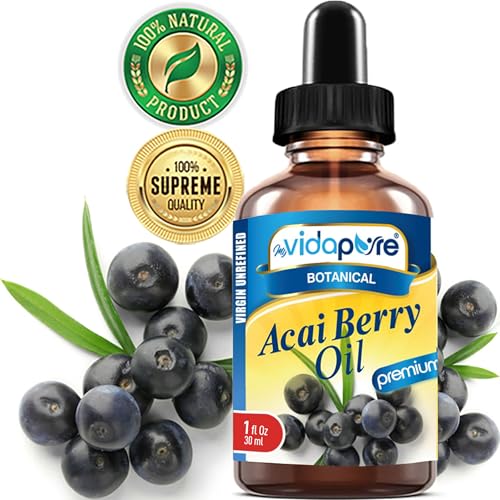 MYVIDAPURE Pure ACAI BERRY OIL Virgin Unrefined Wild Growth Raw Undiluted Brazilian for Skin, Hair, Lip and Nail Care (1 Fl Oz)