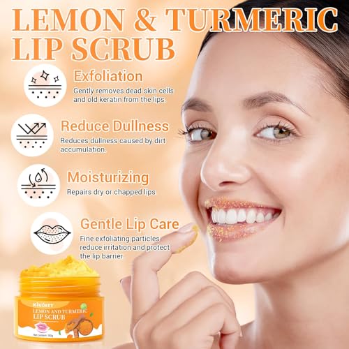 Lemon Turmeric Lip Scrub with Brush - Exfoliator Set