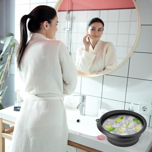Palksky Face Bowl for Ice with Built-in Icetray, Collapsible Silicone Face Ice Bath Bowl, Facial Plunge Bowl for Skin Tightening, Acne Relief, Black