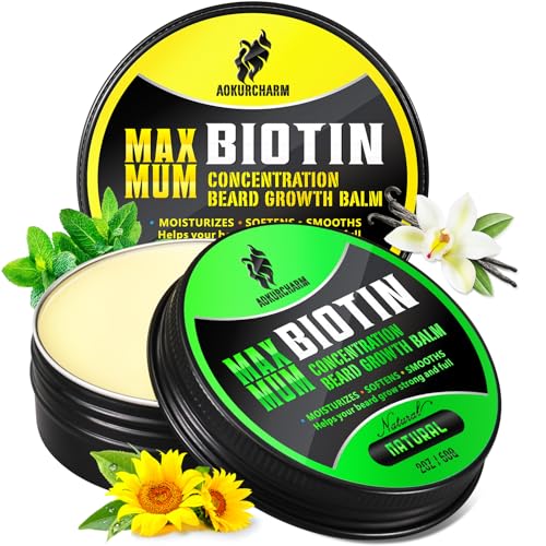 2 Pack Beard Balm for Men ? Vanilla & Unscented ? Biotin Beard Conditioner for Softening, Styling & Supporting Beard Growth ? Gift Set for Father¡¯s Day, Anniversaries & Christmas