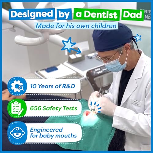 Dr. Noah Bamboo Baby Toothbrush, Microplastic-Free, 4 Pack