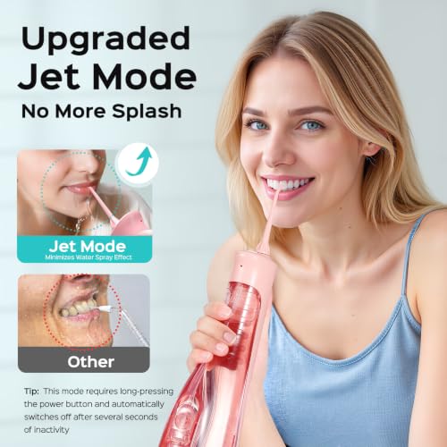 COSLUS ADA Accepted Pink Water Dental Flosser 4 Modes 5 Intensity Levels