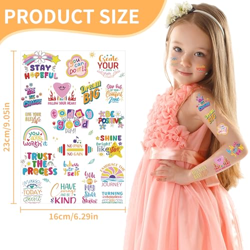 160 Pcs Affirmation Temporary Tattoos - 8 Sheets Motivational Stickers