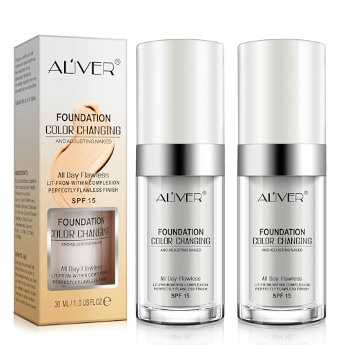Color Changing Foundation with SPF 50 - Liquid Concealer Makeup 2 Pack
