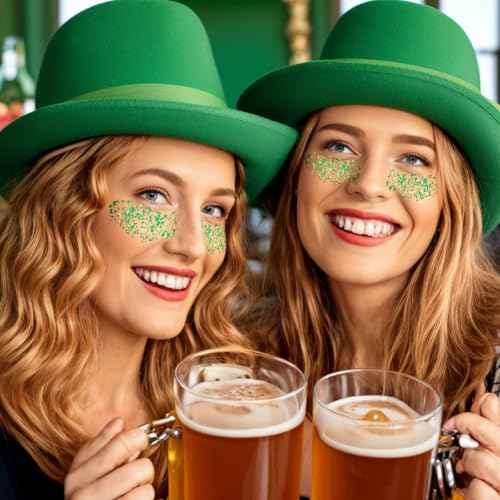 Green Face Glitter Gel,Elphaba Costume Accessories,Gold Hair Glitter Green St Patrick's Day Outfit for Women,Mardi Gras Carnival Face Paint Body Glitter Sparkling Festival Chunky Makeup