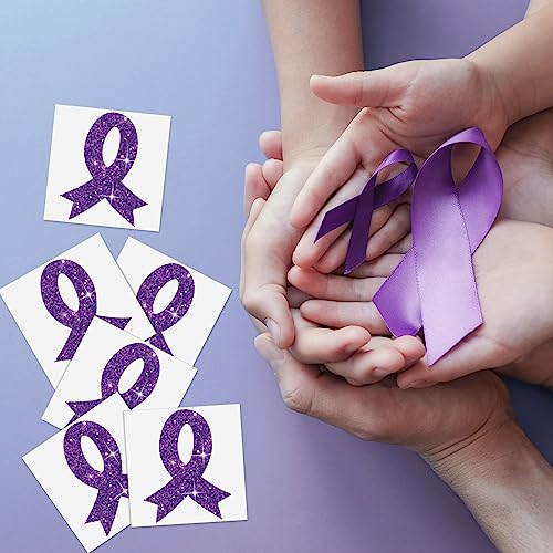 Purple Ribbon Awareness Temporary Tattoos - 240 Pcs