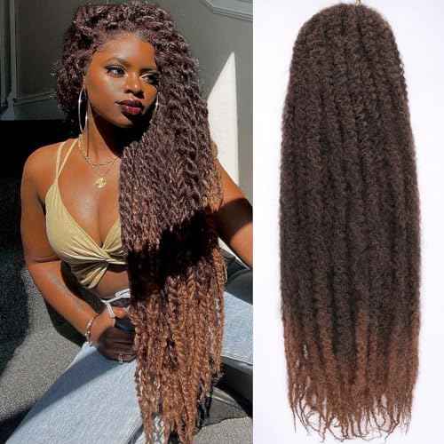 30 Inch Marley Twist Braiding Hair Ombre Brown Marley Hair Crochet Braids 8 Packs Pre-Separated Springy Afro Kinky Twist Hair for Black Women Long Braiding Hair for Crochet Locs Braids T30#