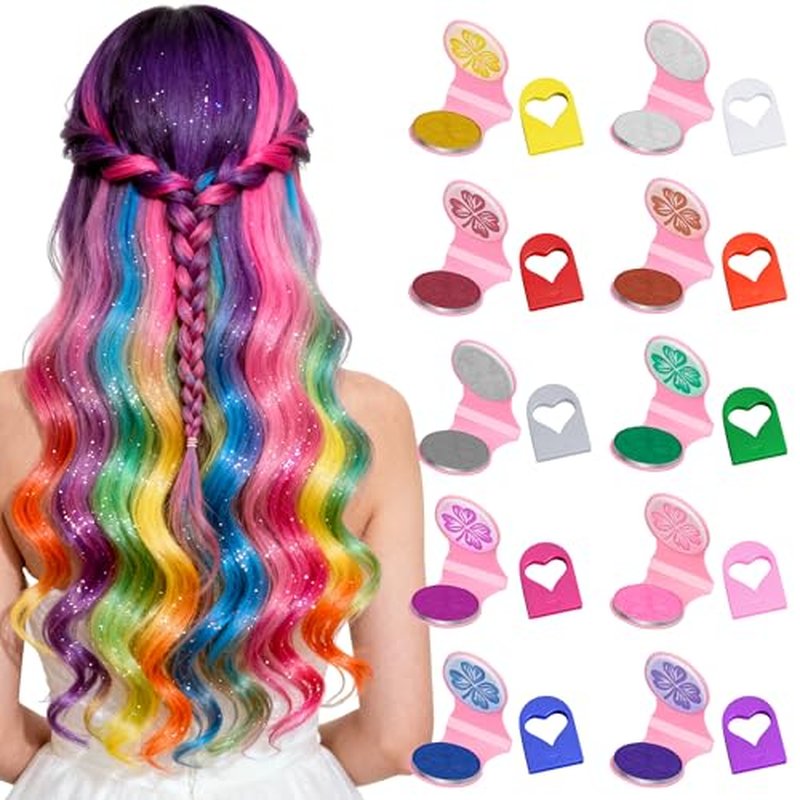 10 Vibrant Temporary Hair Chalk Kit for Women - Washable Color