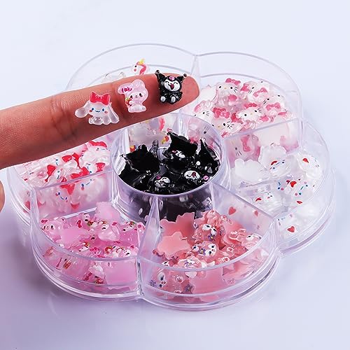 CDBOVID 140 Pcs Nail Charms,7 Styles 3D Slime Charms Nail Decorations Y2K Flatback Resin Charm for DIY Nail Art Decorations Supplies,Hair Clips,Refrigerator Magnets,Jewelry and Phone Cases Etc