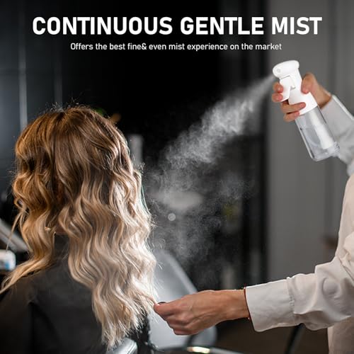 Bealee Continuous Spray Bottle - Ultra Fine Mist for Hair & Cleaning - 2 Pack 6.8 OZ