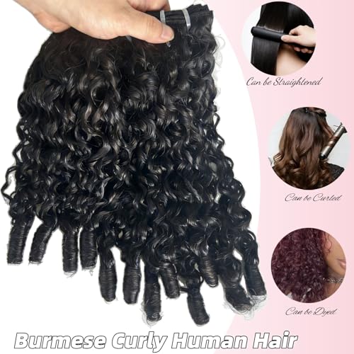 10 Inch Burmese Curly Human Hair Bundles - Natural Black Wet & Wavy