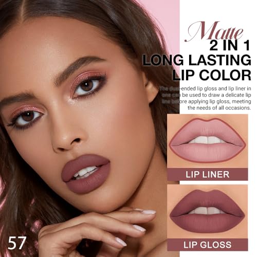 2 in 1 Lip Liner & Liquid Lipstick Set - Matte, Waterproof