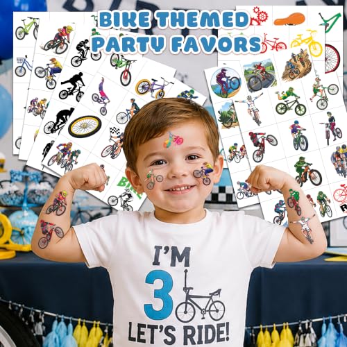 96 Pcs Bike Temporary Tattoos for Kids | Waterproof